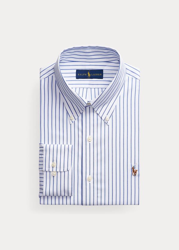 Camisa Polo Ralph Lauren Hombre Azules / Blancos - Custom Fit Striped - QZPEB8013